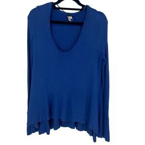 Free people thermal tunic top small blue lagenlook slouchy long sleeve tunic